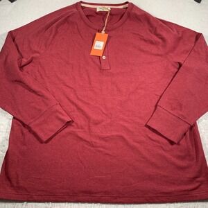 Normal Brand Sweater Mens 3XL Red Henley Puremeso Pullover Cotton